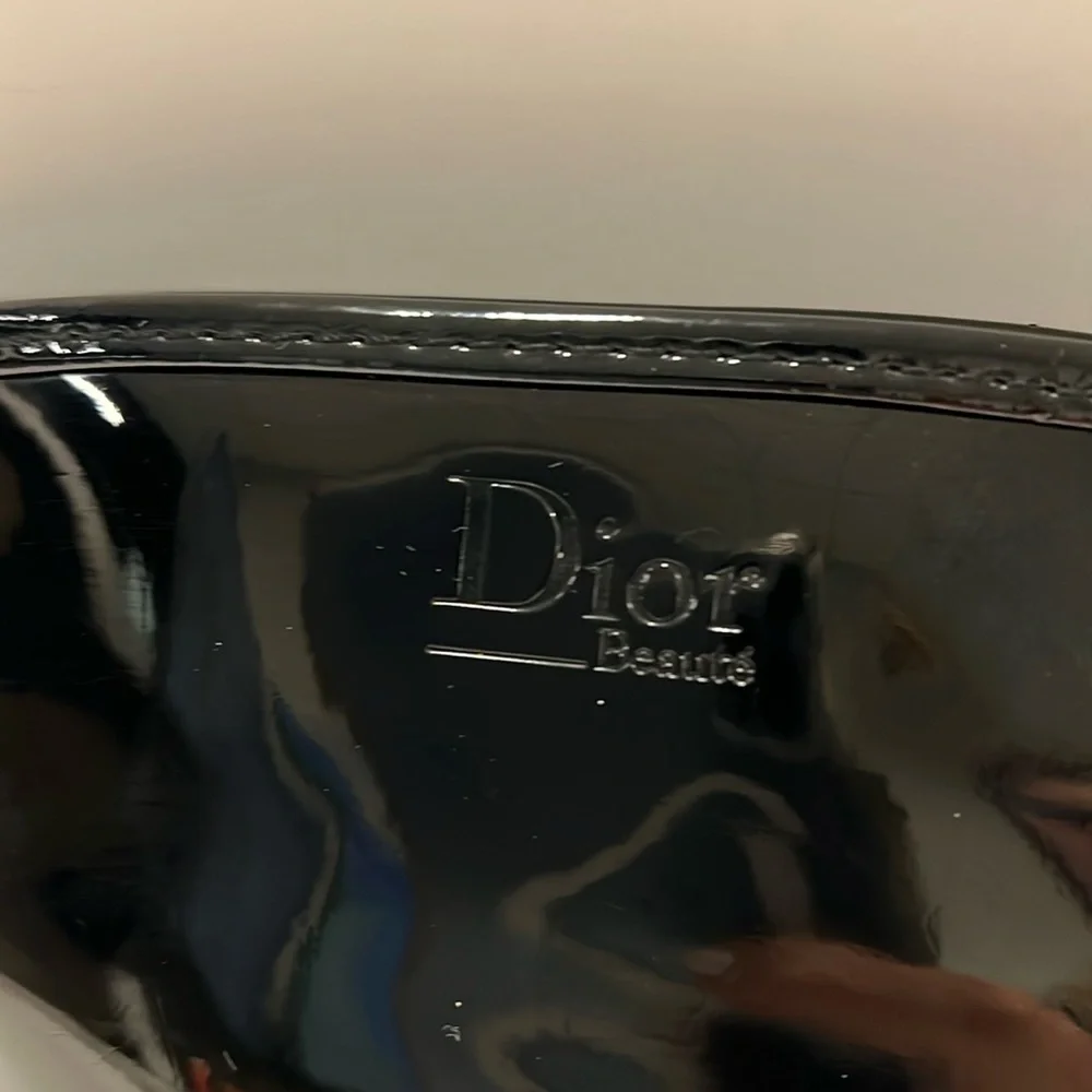 Dior Christian Dior Black Patent Zip Cosmetic Clutch Pouch